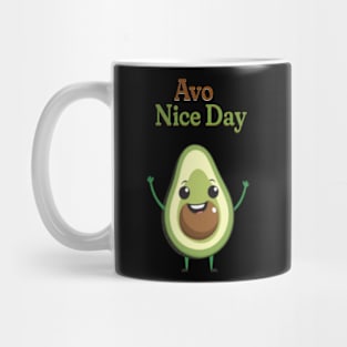 Cheerful Avocado Holding 'Avo Nice Day' Mug